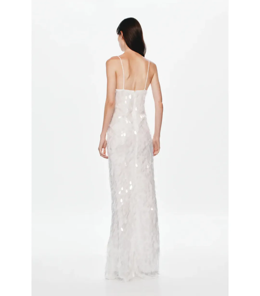 Misha Collection Sapphire Sequin Maxi Dress in Ivory Size 6/XS for rent on The Volte - main image