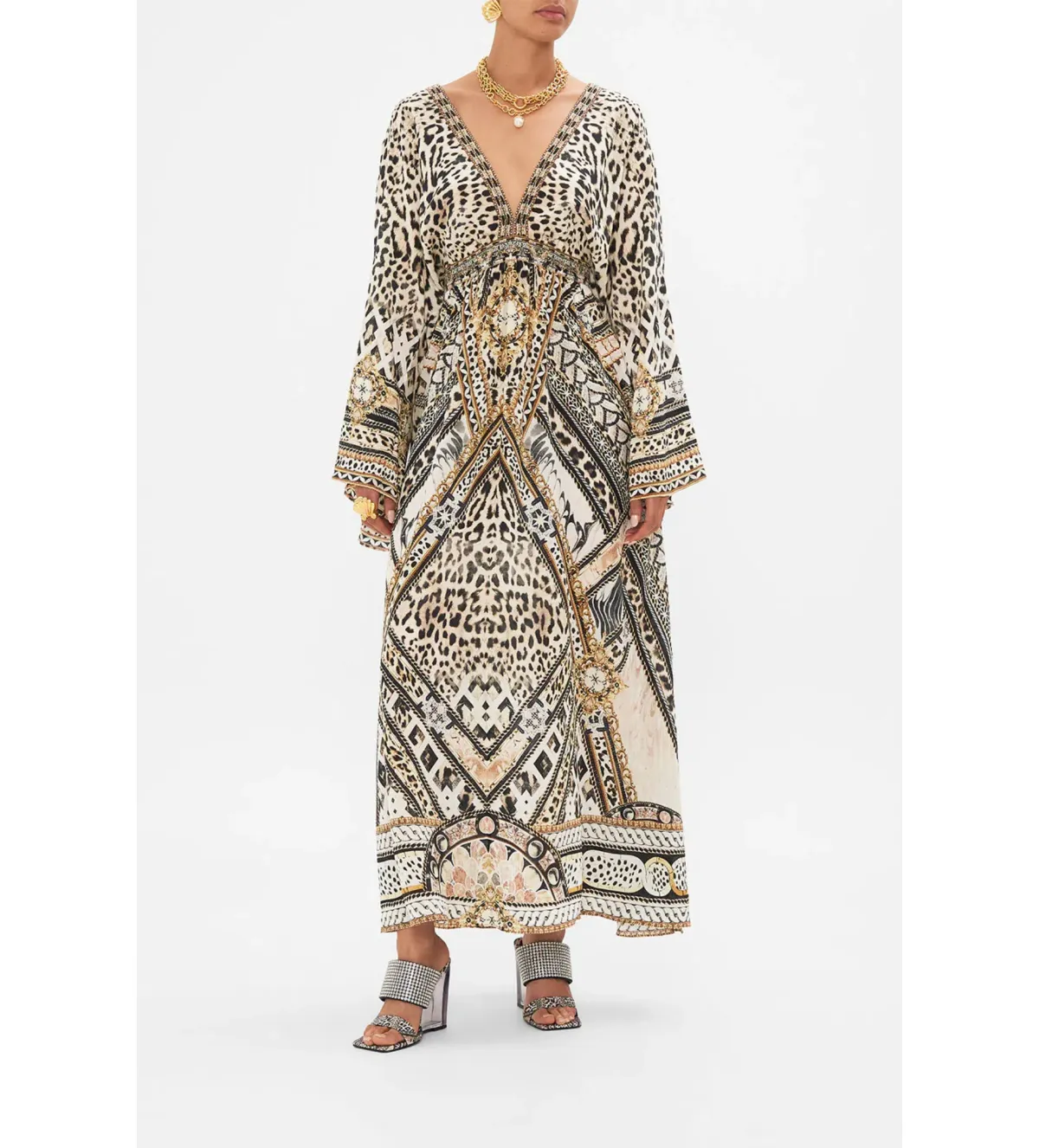 Camilla Gathered Kimono Dress in Mosaic Muse Size S / AU 10 for rent on The Volte - main image