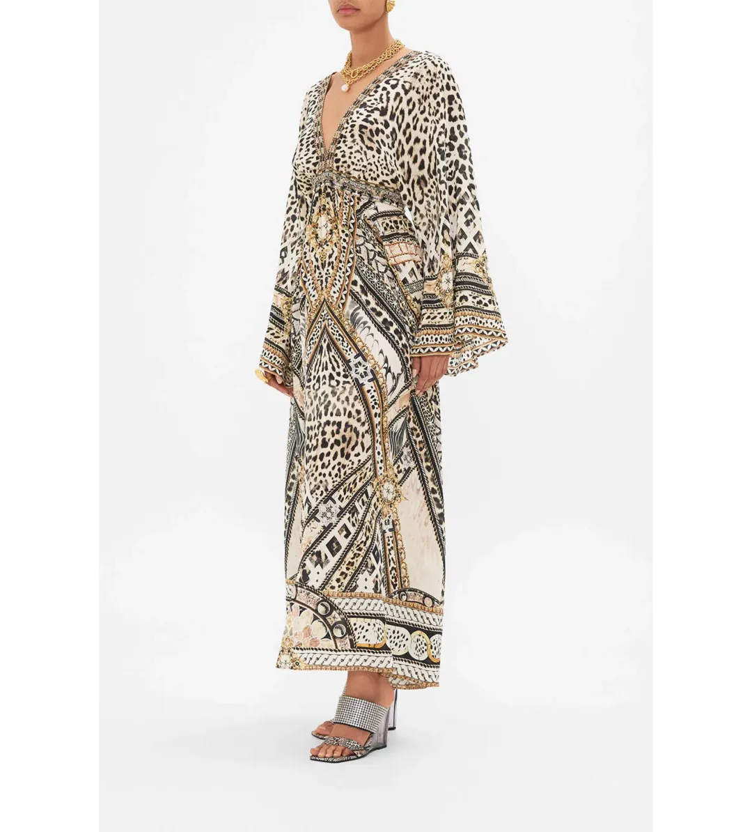 Camilla Gathered Kimono Dress in Mosaic Muse Size S / AU 10 for rent on The Volte - main image