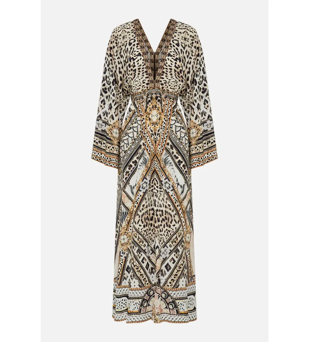 Camilla Gathered Kimono Dress in Mosaic Muse Size S / AU 10 for rent on The Volte - main image
