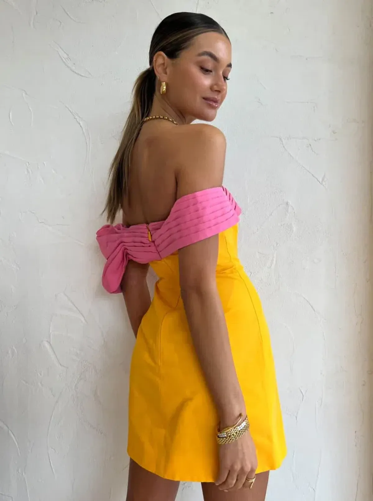 Rachel Gilbert Manuela Mini Dress Saffron & Yellow Size 3 / AU 12 - Image 7