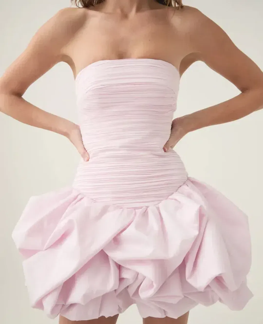 Aje Violette Bubble Hem Mini Dress in Blush Size 6 for rent on The Volte - main image