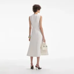 Self-Portrait Cream Tinsel Boucle Buttoned Midi Dress Size 10 for rent on The Volte - image 3