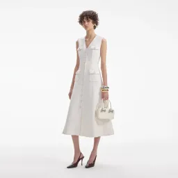 Self-Portrait Cream Tinsel Boucle Buttoned Midi Dress Size 10 for rent on The Volte - image 2