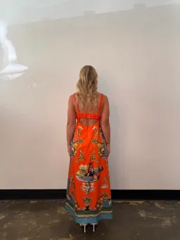 Alemais Rocco Midi Dress in Orange Print Size AU 14 for rent on The Volte - image 2