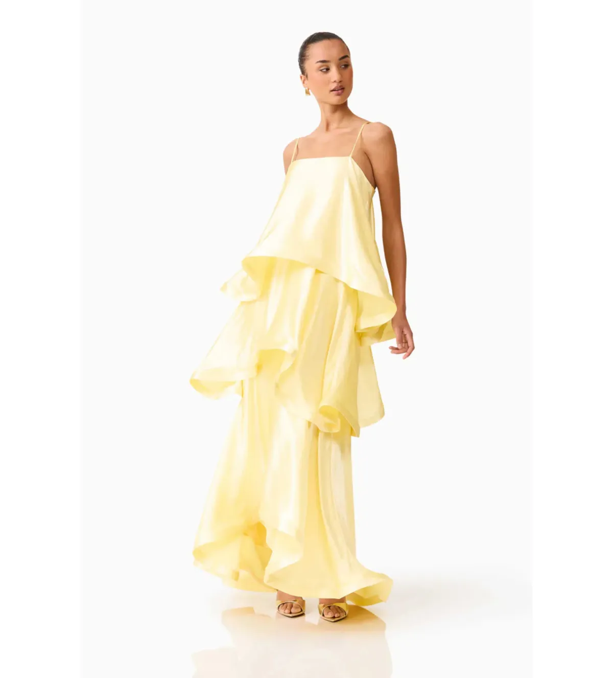 Elliatt Tilly Tiered Maxi Dress Butter Yellow Size M/AU 10 - Image 4