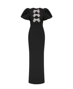Rebecca Vallance Violetta Puff Sleeve Gown Maxi Black Size 10 for rent on The Volte - image 4