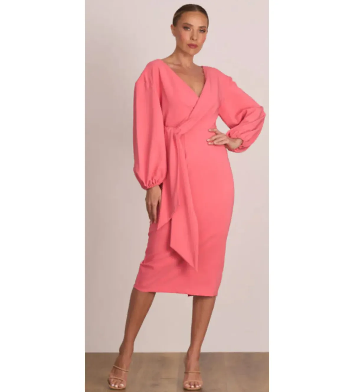 Pasduchas Ace Drape Midi Dress Pink Size 12 - Image 1
