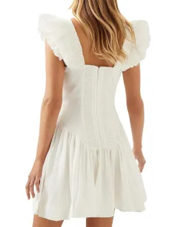 Aje Simone Frill Sleeve Mini Dress White Size 8 for rent on The Volte - image 4