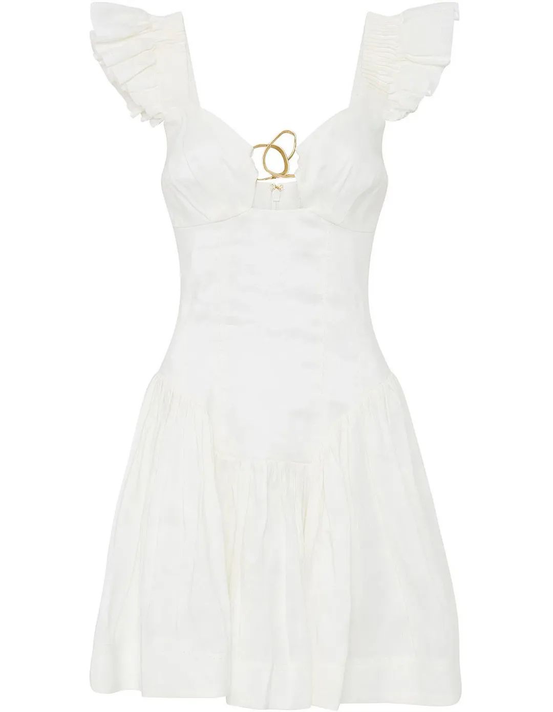 Aje Simone Frill Sleeve Mini Dress White Size 8 for rent on The Volte - main image