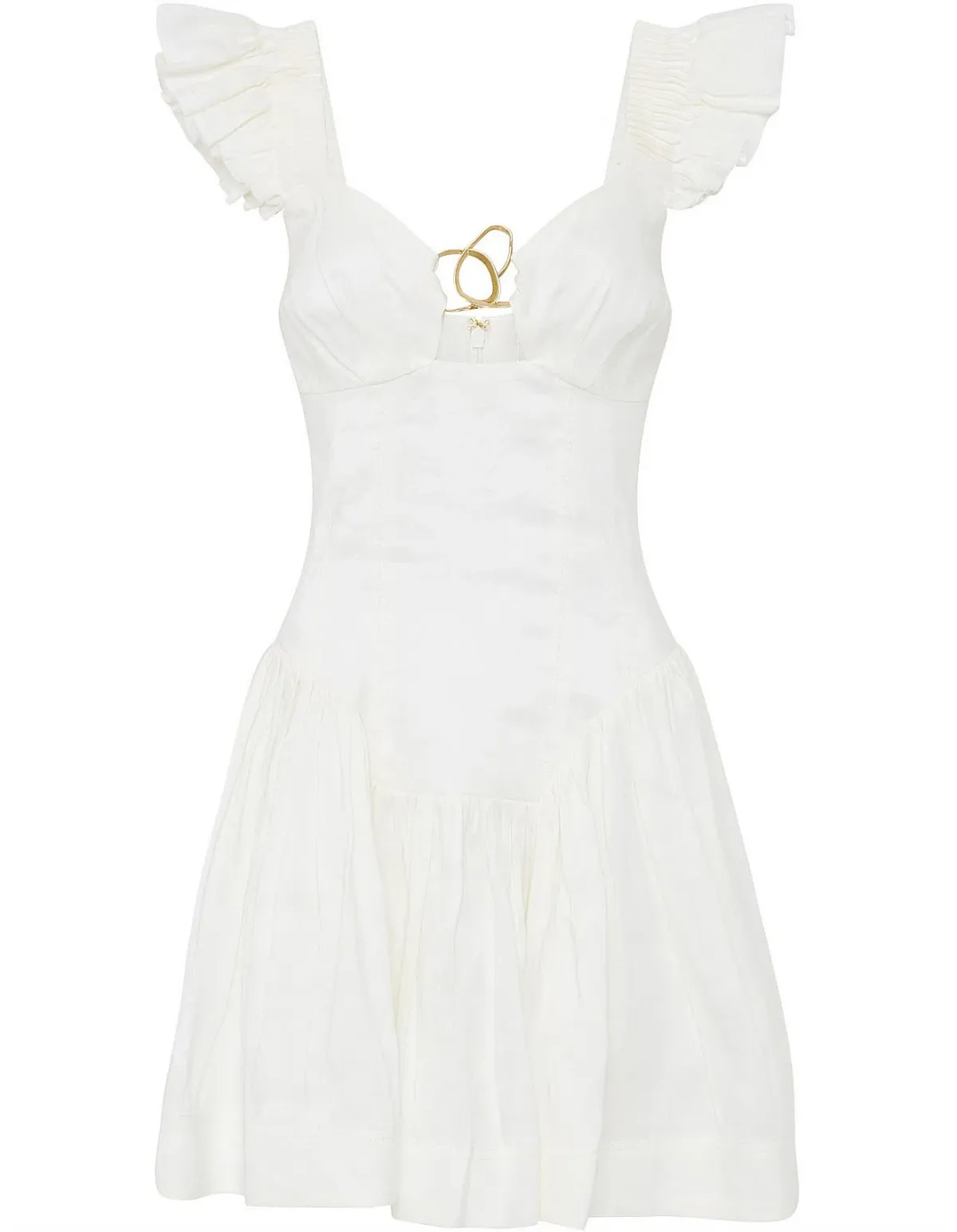 Aje Simone Frill Sleeve Mini Dress White Size 8 - Image 5