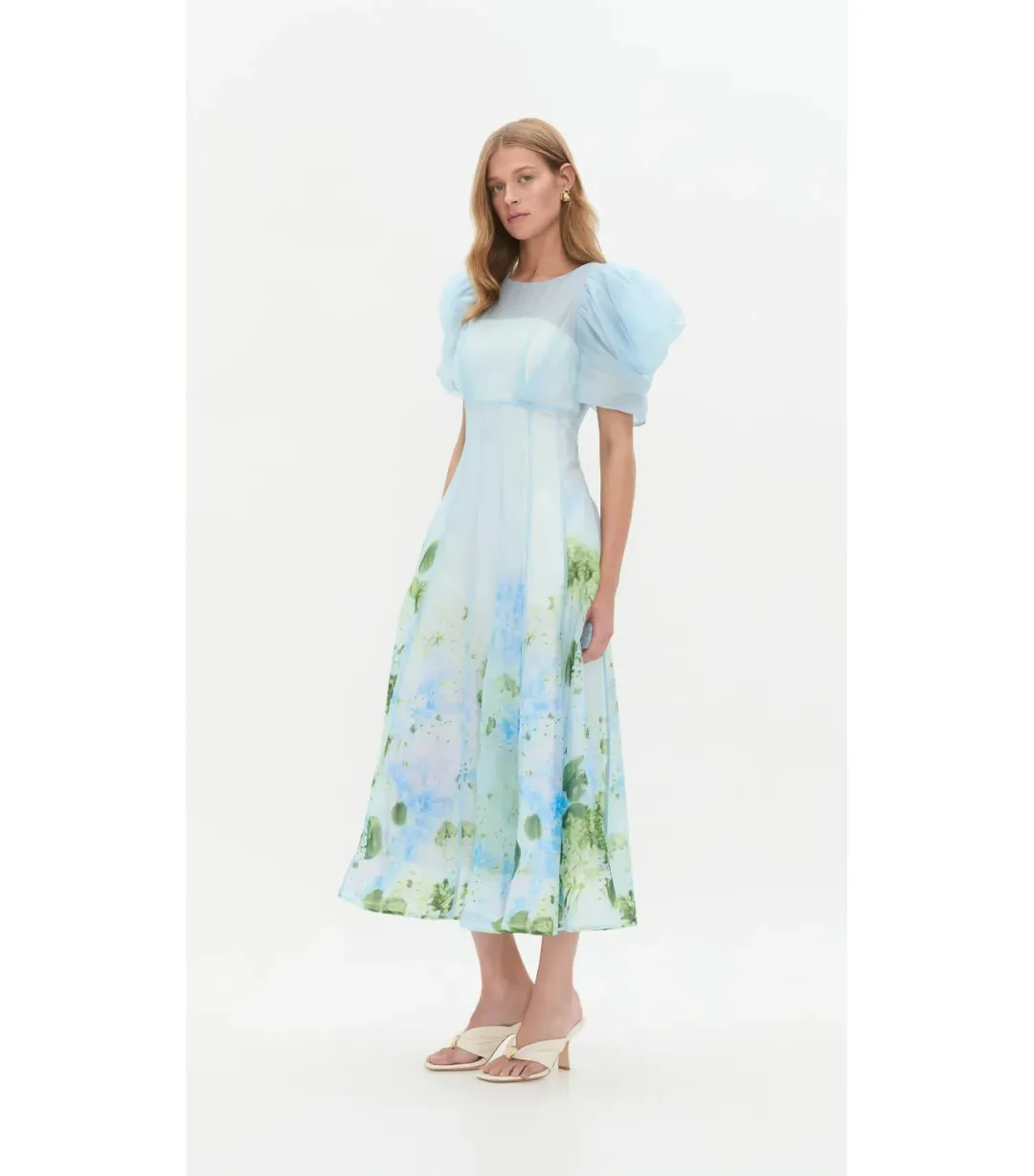 Aje Clementine Midi Dress in Blue Hydrangea Size AU 10 for rent on The Volte - main image