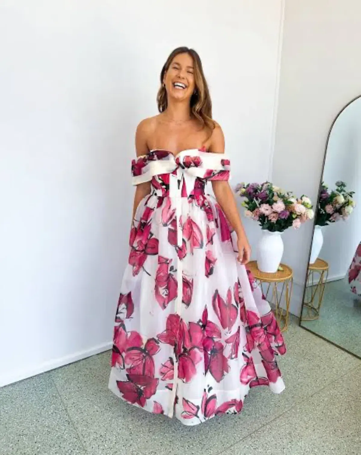 Aje Cordelia Corseted Maxi Dress Floral Pink in Size 8 - Image 1