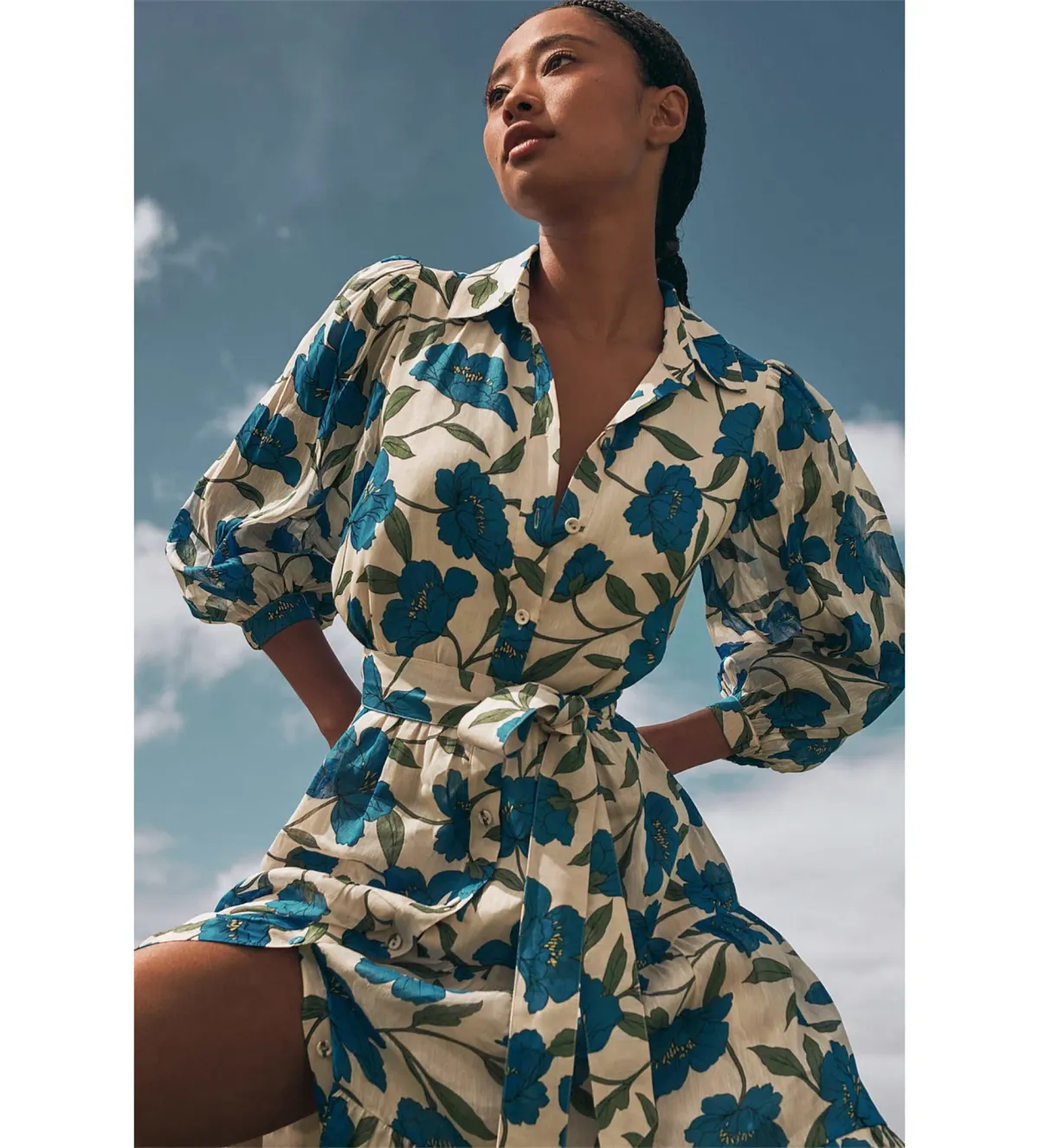 Witchery Blue Violet Silk Linen Shirt Midi Dress Lapis Size 8 - Image 2