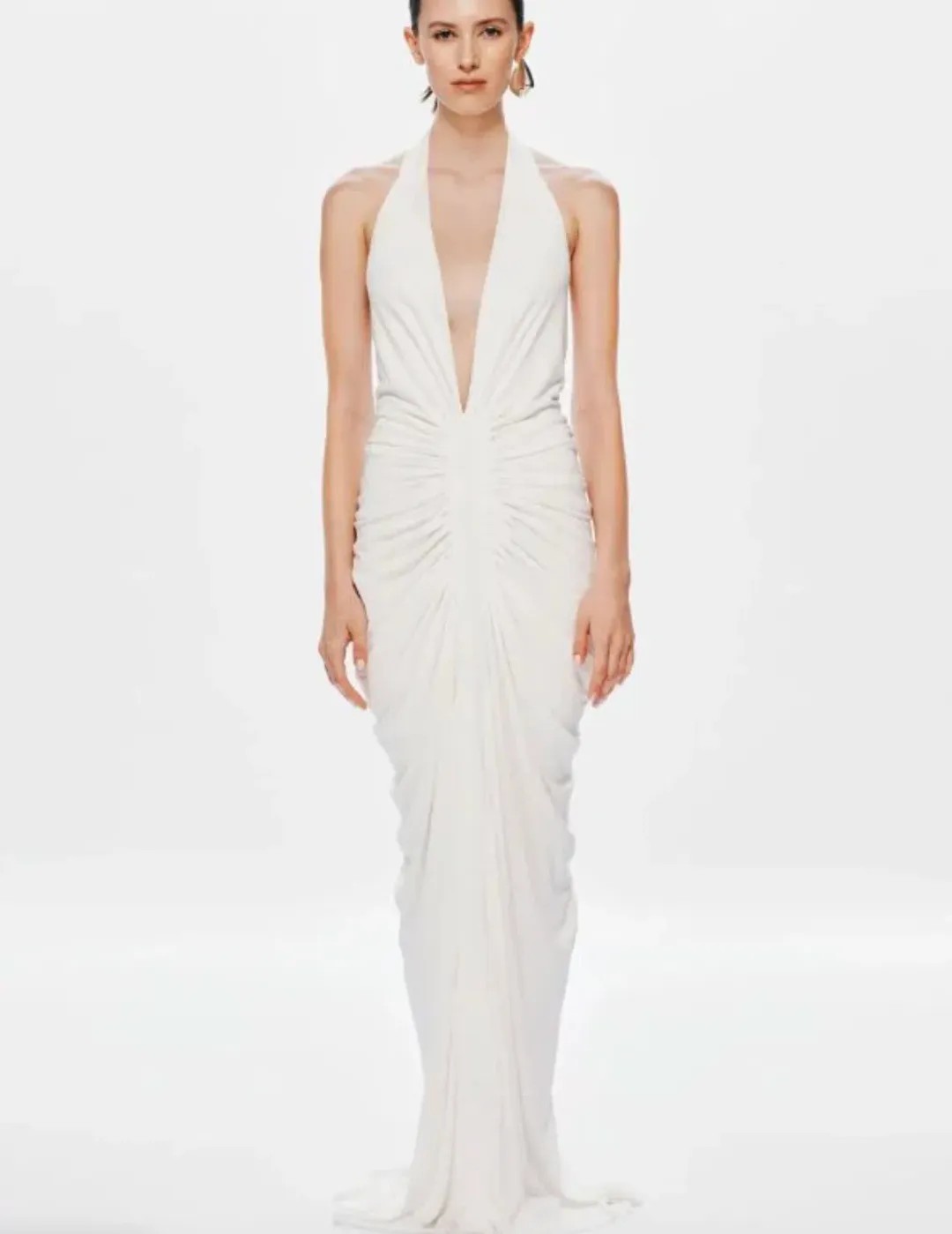 Misha The Venus Gathered Cupro Dress Ivory Size Xs/Au 6 for rent on The Volte - main image