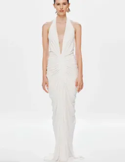 Misha The Venus Gathered Cupro Dress Ivory Size Xs/Au 6 for rent on The Volte - image 5