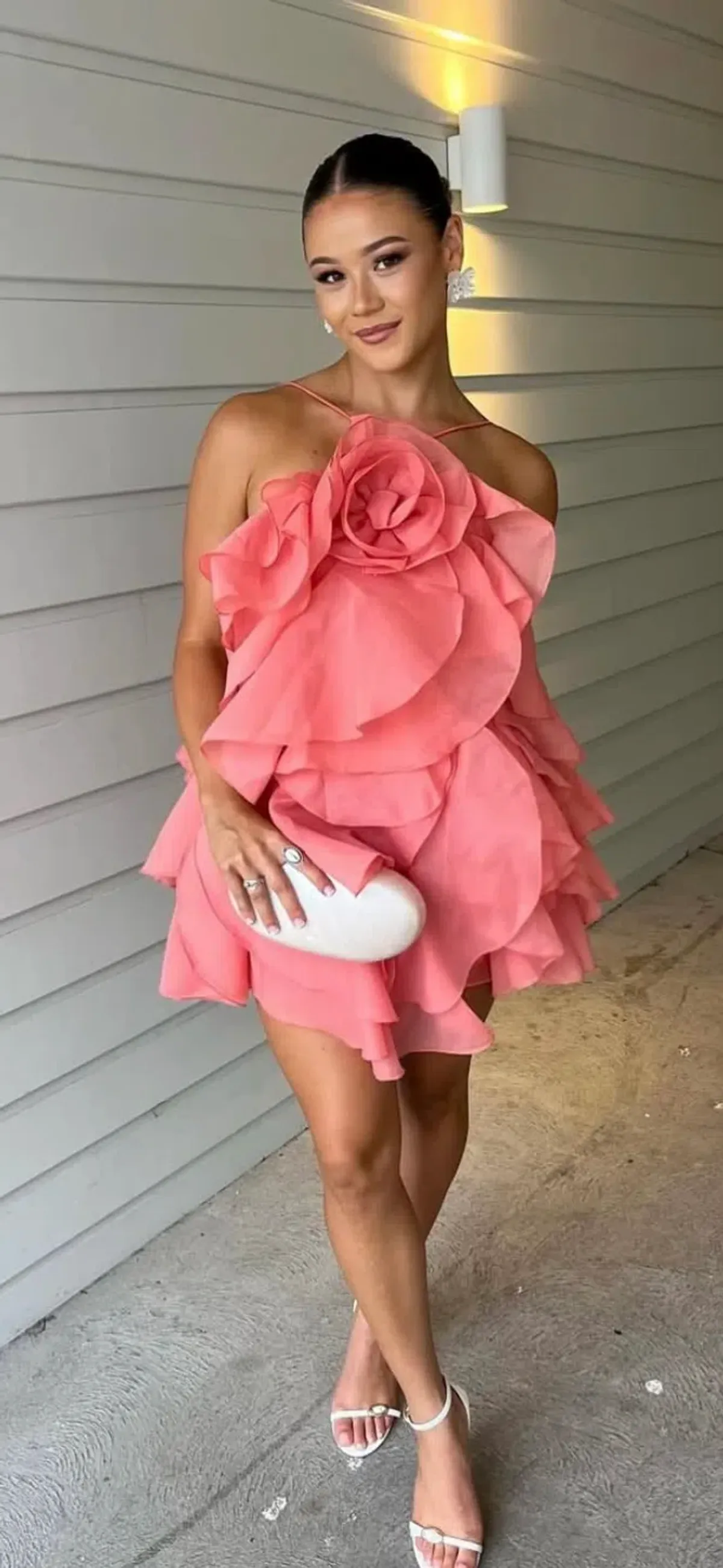 Pandorea Layered Mini Dress Washed Coral Size 10 - Image 3