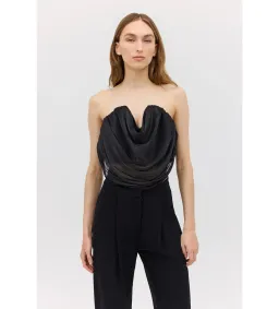 Bianca Spender Liquid Organza Tidal Bustier Top Black Size 10 for rent on The Volte - image 2