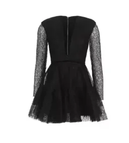 Alex Perry Diana Black Tulle Long Sleeve Mini Dress in Black Tulle Size AU 4 for rent on The Volte - image 4