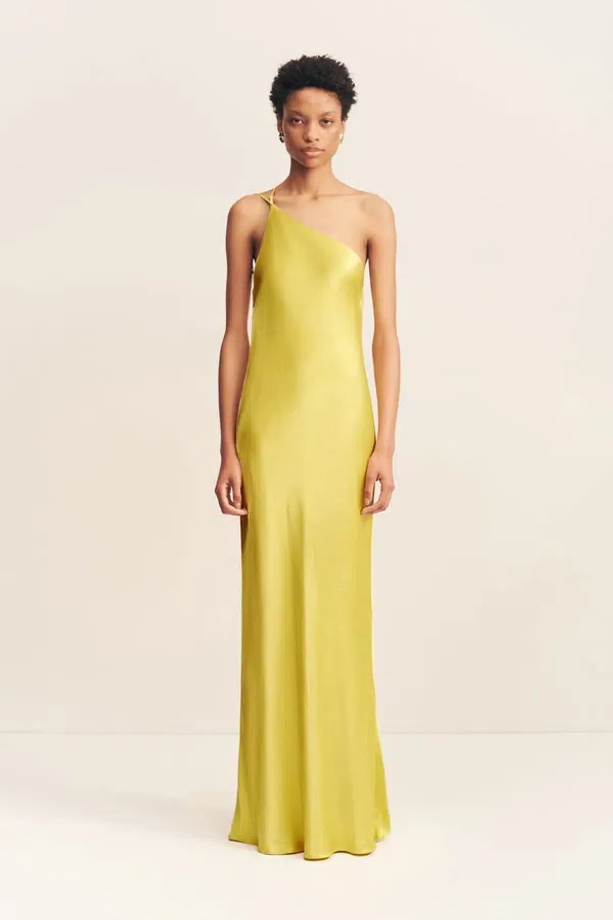 Shona Joy Sofia One Shoulder Cowl Maxi Dress Lime Size 8 - Image 1