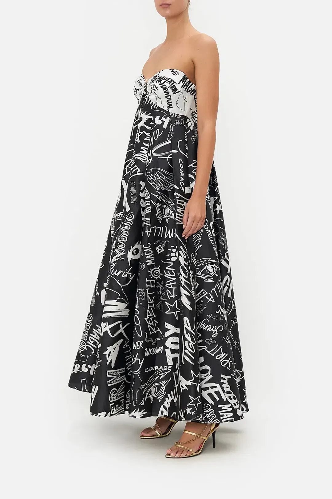 Camilla Strapless Maxi Dress Spirit Scribble Size S / AU 10 for rent on The Volte - main image