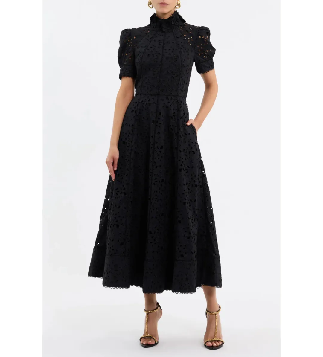 Rebecca Vallance Kitsu Short Sleeve Midi Dress Black Size AU 10 for rent on The Volte - main image