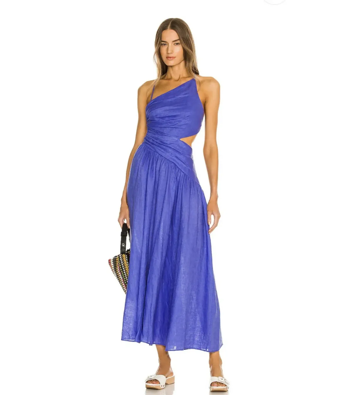 Zimmermann Tropicana Asymmetric Midi Dress in Electric Blue Size 1 / AU 10 - Image 2