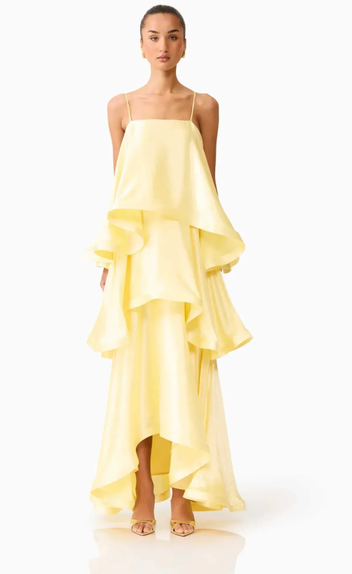 Elliatt Tilly Tiered Maxi Dress Yellow Size XS/Au 6 - Image 3