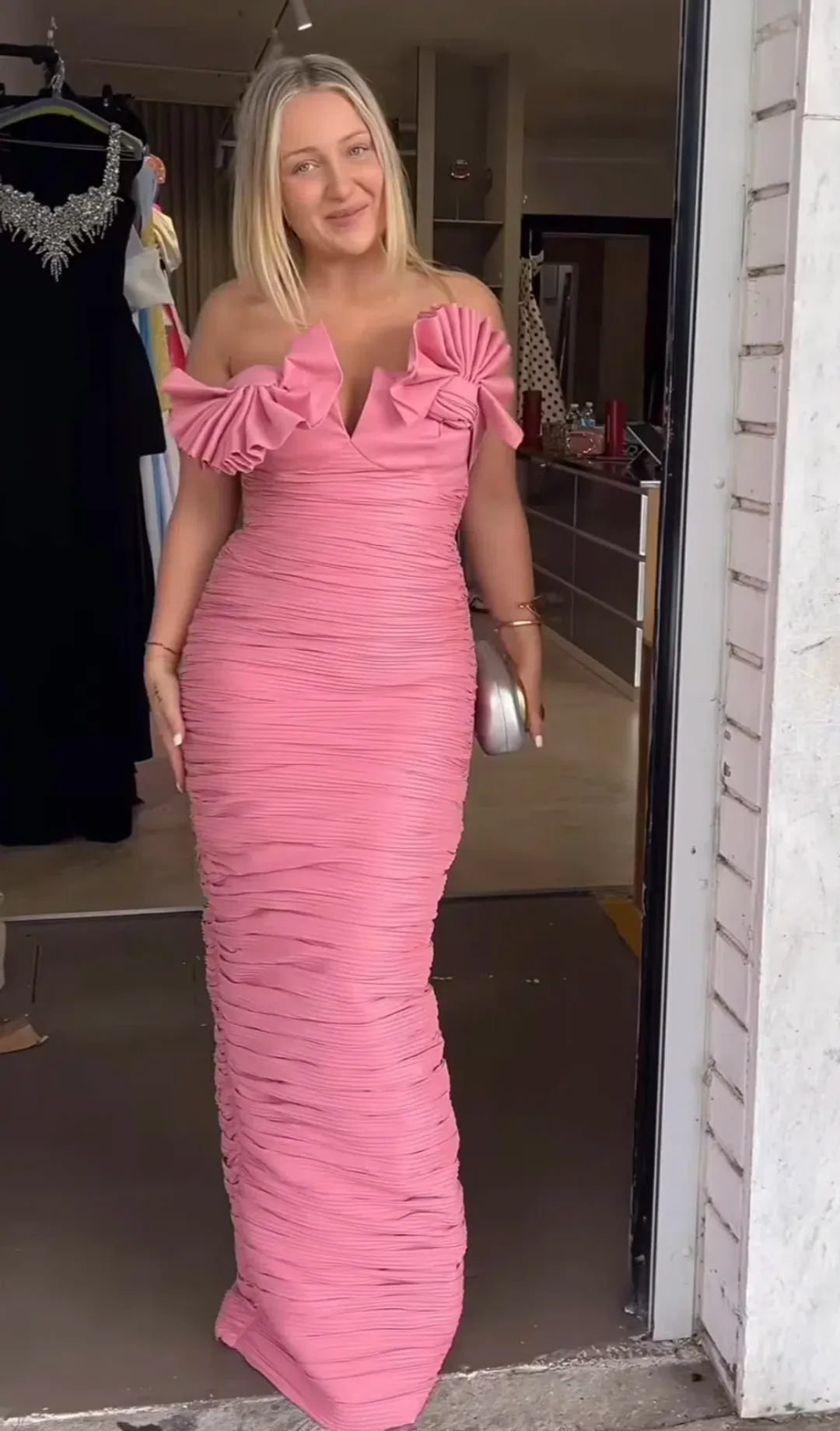 Rachel Gilbert Jensen Gown Pink 3/AU12 for rent on The Volte - main image