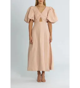 Aje Twist Knot Midi Dress Puff Sleeve Dusk Size 10 for rent on The Volte - image 1