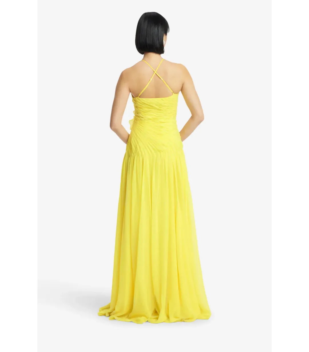 Leo Lin Amya Floral Appliqué Maxi Gown in Sunshine Size AU 10 for rent on The Volte - main image