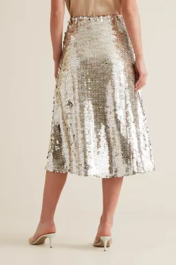Seed Heritage Sequin Midi Skirt Silver Size XS / AU 6 for rent on The Volte - image 3