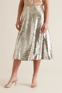 Seed Heritage Sequin Midi Skirt Silver Size XS / AU 6 for rent on The Volte - image 2