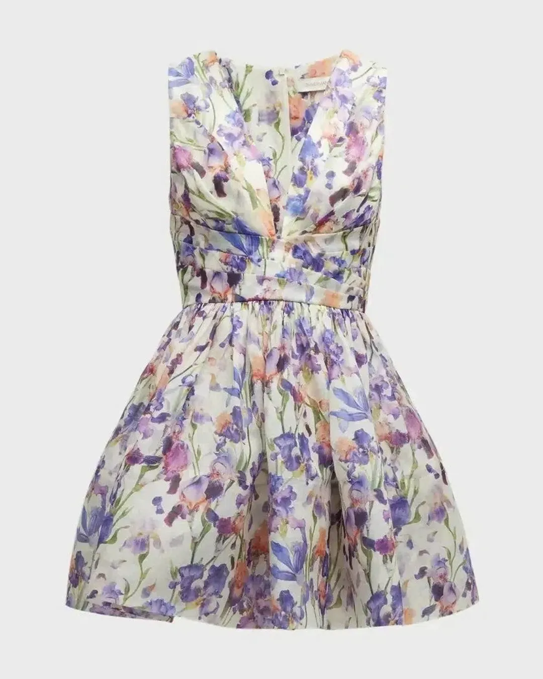 Zimmermann Tama Iris Print V-Neck Mini Dress Size 2 for rent on The Volte - main image