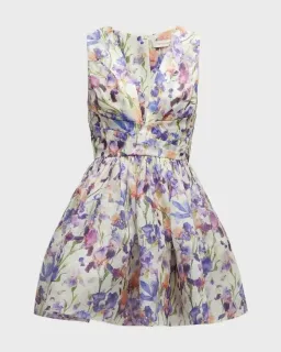 Zimmermann Tama Iris Print V-Neck Mini Dress Size 2 for rent on The Volte - image 1