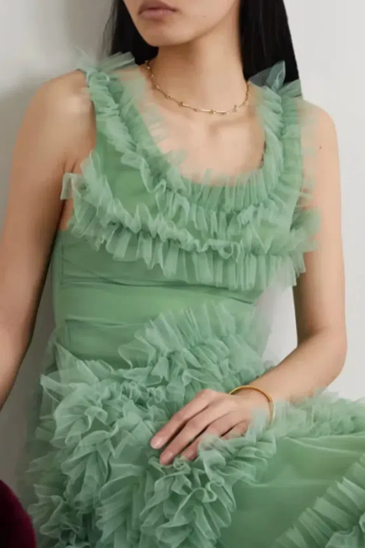 Molly Goddard Mertyl Tiered Ruffled Tulle Midi Dress Size 12 - Image 7