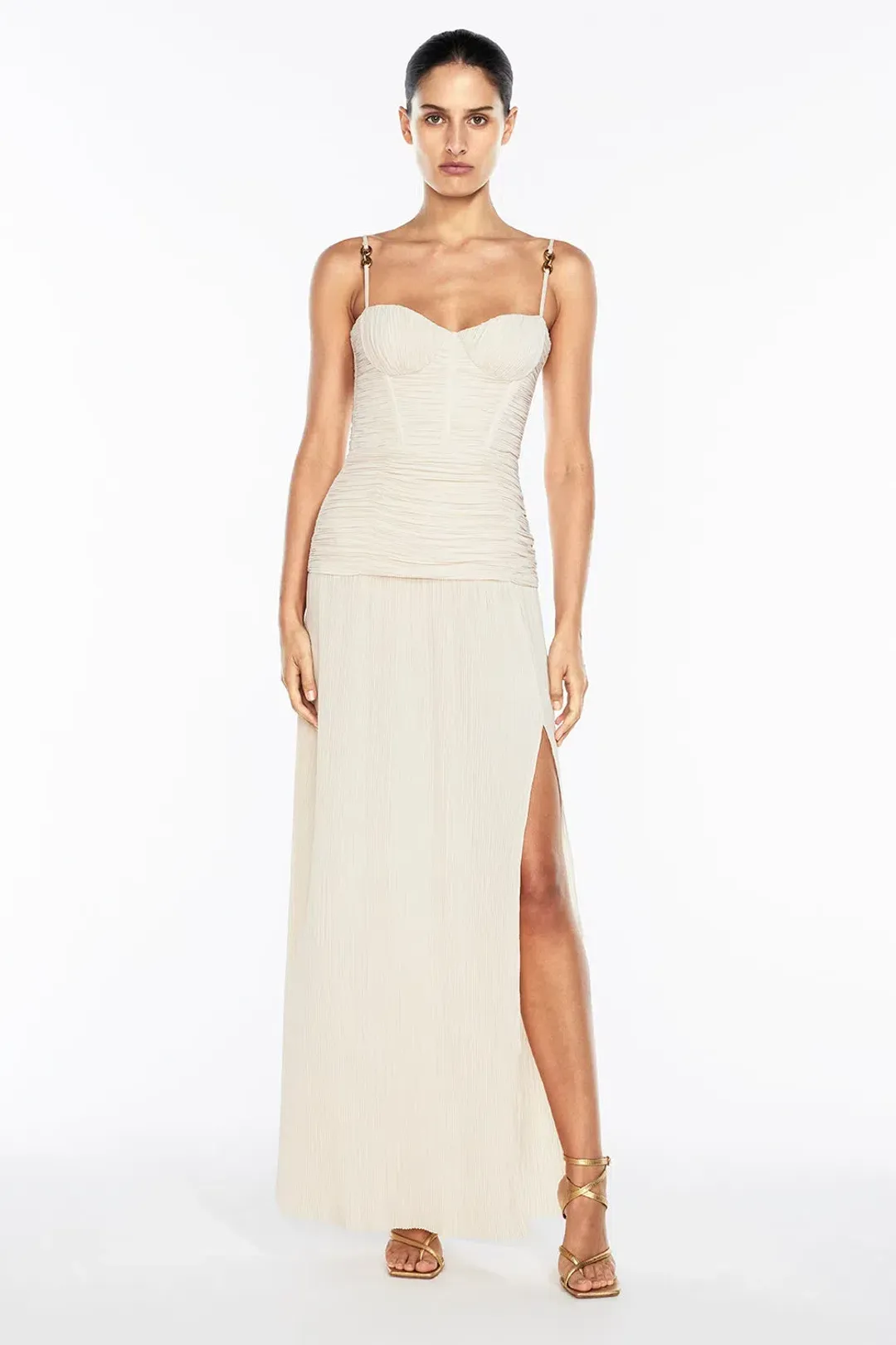 Manning Cartell Double Time Pleat Maxi Dress Nougat Size AU 6 for rent on The Volte - main image