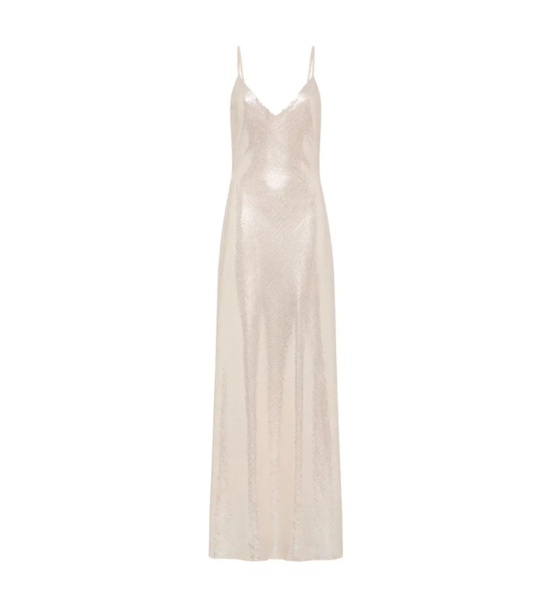 Manning Cartell High Voltage Slip Maxi Dress Nude Silver Size 10 for rent on The Volte - main image