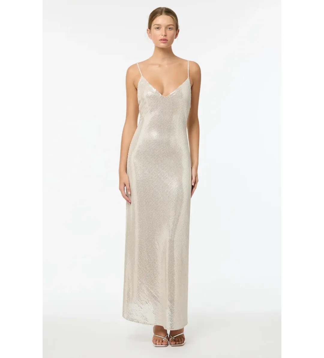 Manning Cartell High Voltage Slip Maxi Dress Nude Silver Size 12 for rent on The Volte - main image