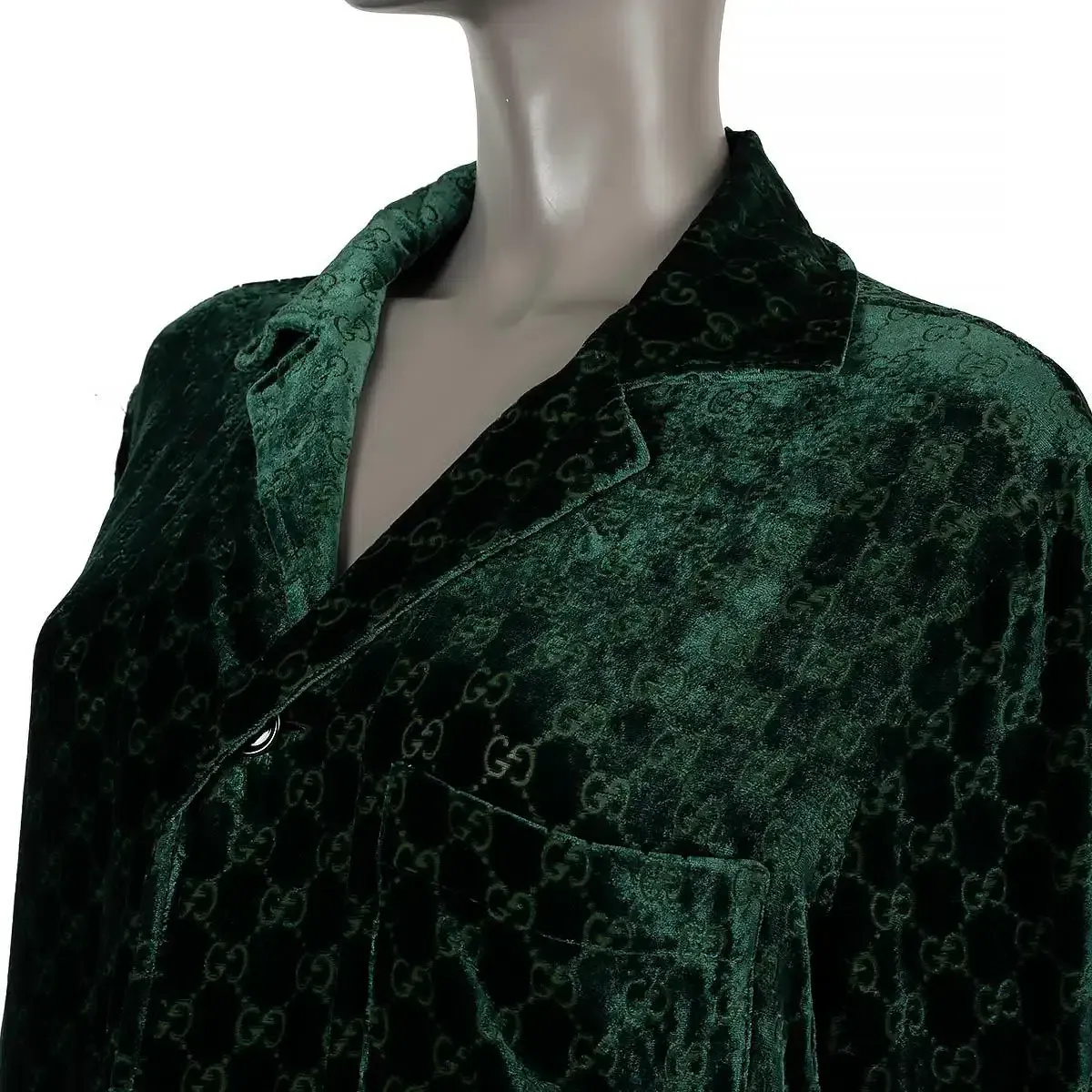 Gucci Velvet GG Monogram Set Shirt and Pants Size S - Image 3