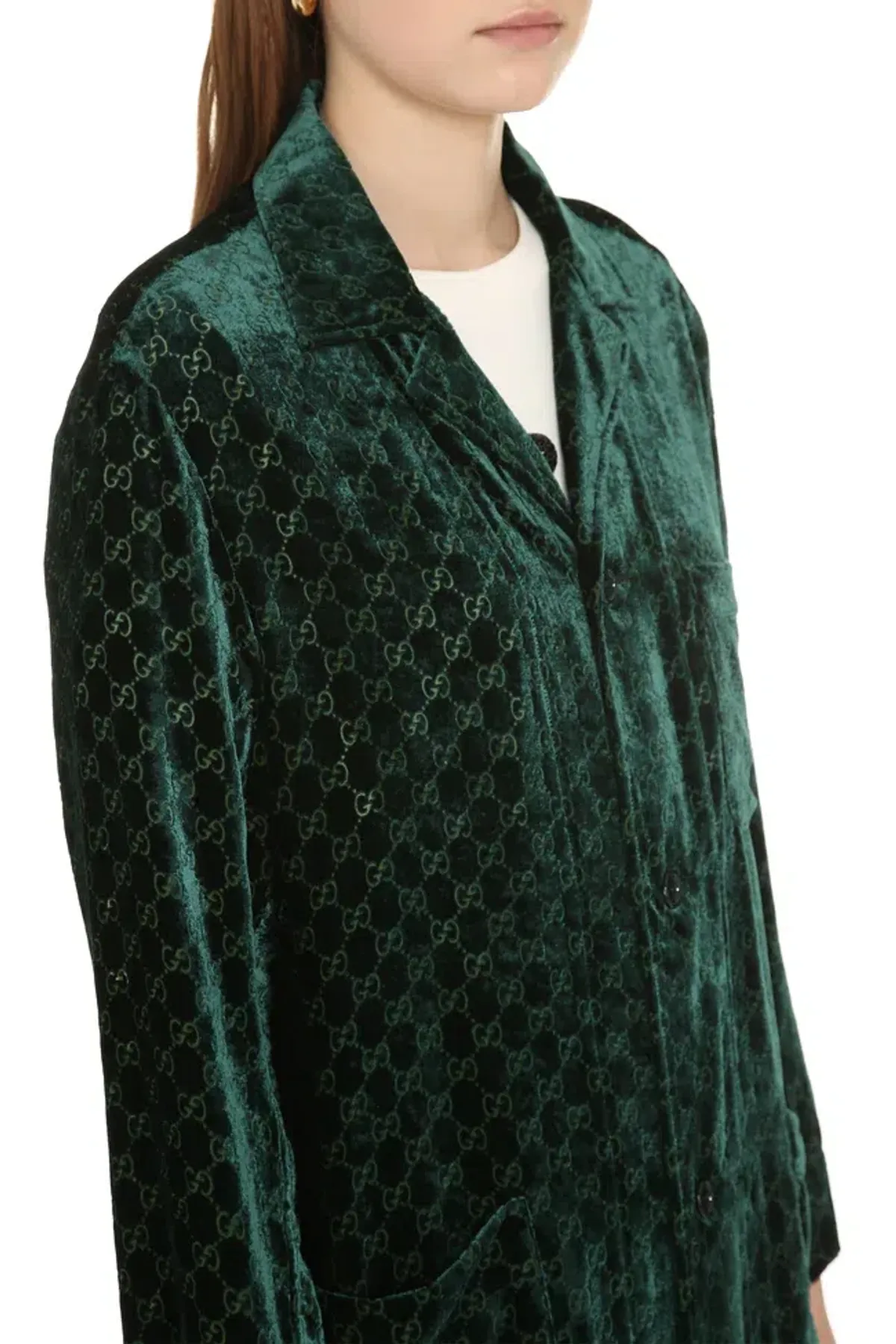 Gucci Velvet GG Monogram Set Shirt and Pants Size S - Image 5