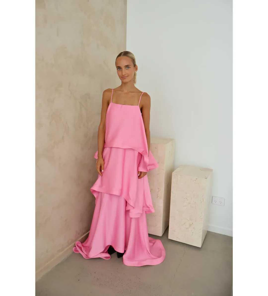 Elliat Tilly Tiered Maxi Dress in Pink Size XS/AU 6 for rent on The Volte - main image