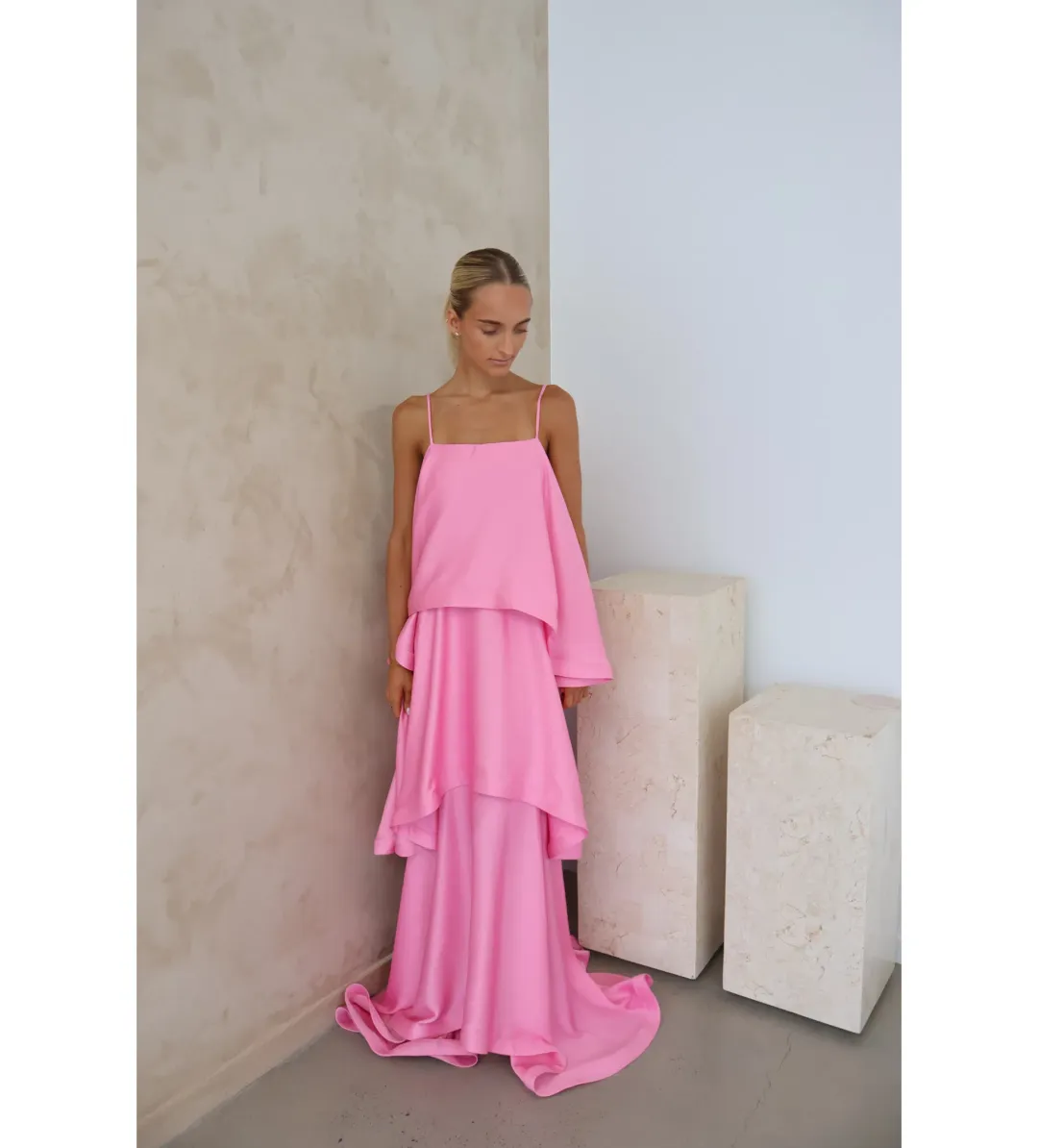Elliat Tilly Tiered Maxi Dress in Pink Size XS/AU 6 for rent on The Volte - main image