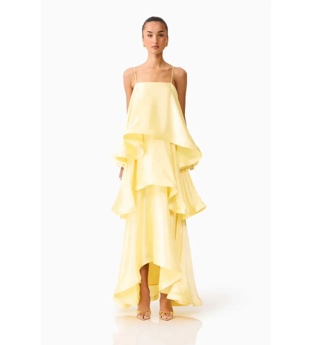 Elliat Tilly Tiered Maxi Dress in Butter Yellow Size M/AU 10 for rent on The Volte - main image