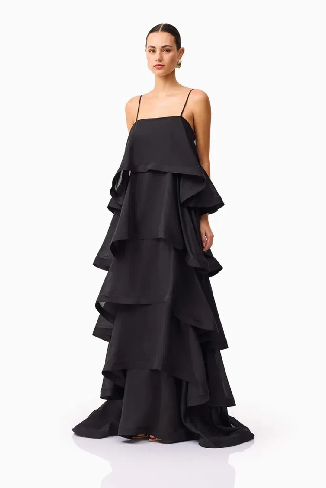 Elliat Tilly 5 Tiered Maxi Dress in Black Size XS / AU 6 for rent on The Volte - main image