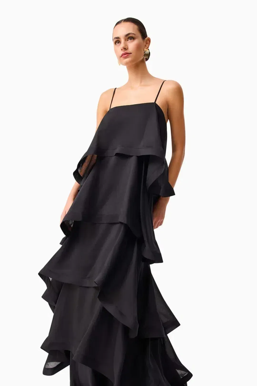 Elliat Tilly 5 Tiered Maxi Dress in Black Size XS / AU 6 for rent on The Volte - main image