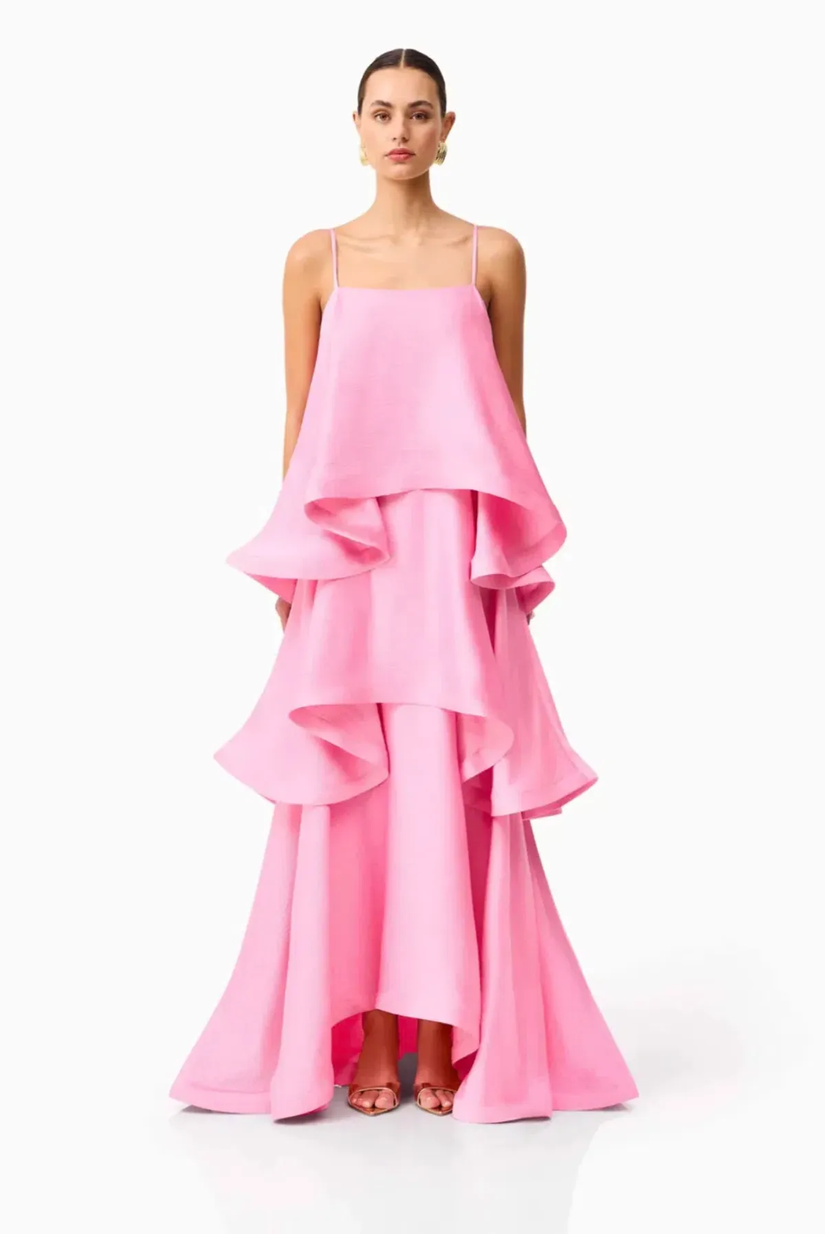 Elliatt Tilly Tiered Maxi Dress in Pink Size 8 - Image 4