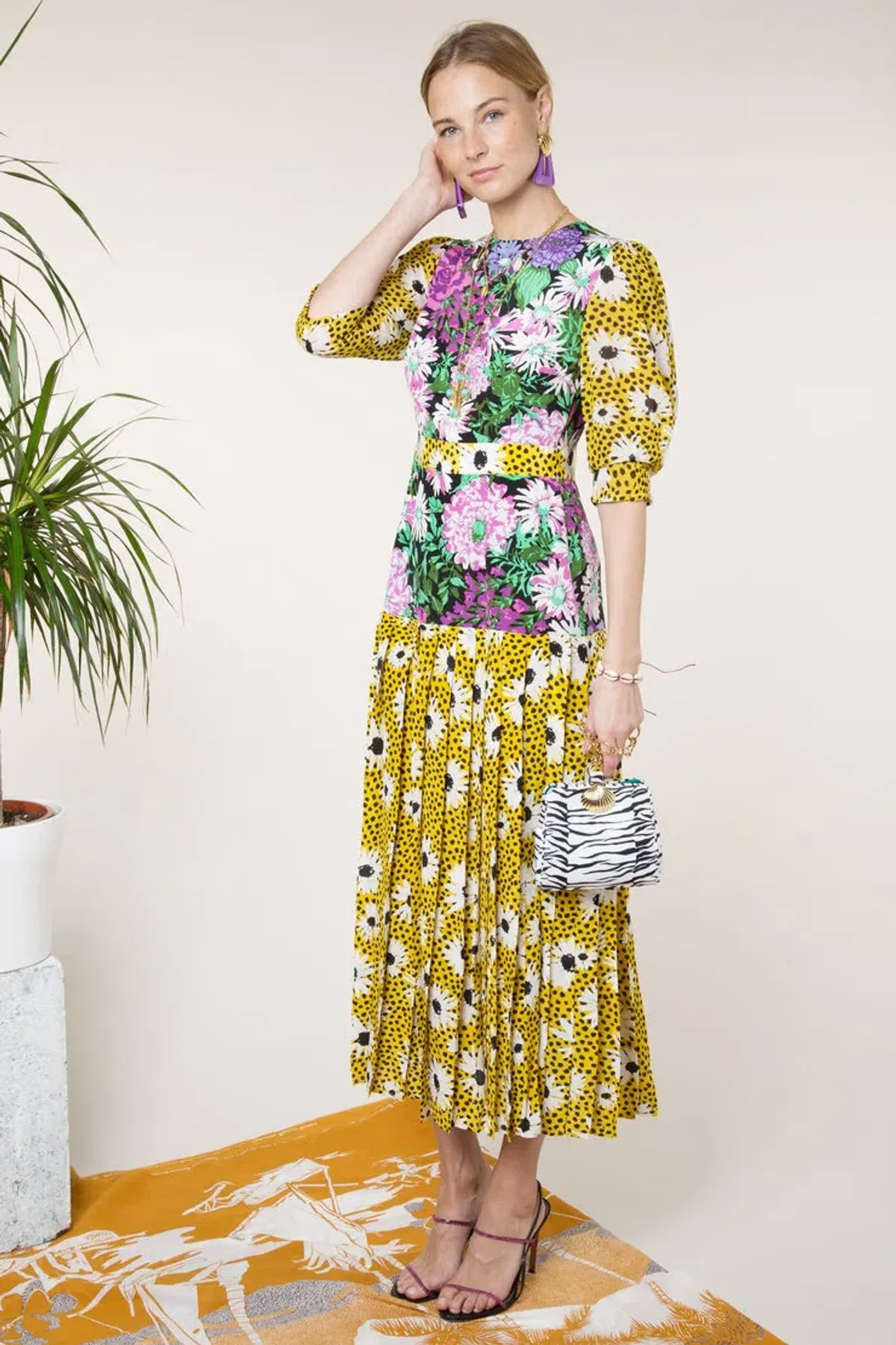 Rixo London Leopard Daisy Retro Dress Print Size 6 - Image 5