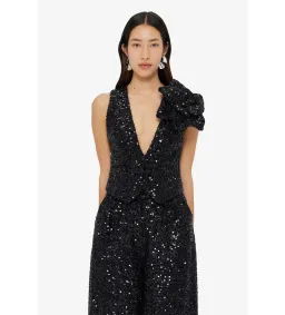 Leo Lin Anna-May Onyx Sequin Pants & Vest Set Onyx Size 10 for rent on The Volte - image 2