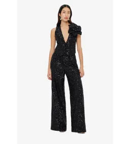 Leo Lin Anna-May Onyx Sequin Pants & Vest Set Onyx Size 10 for rent on The Volte - image 1